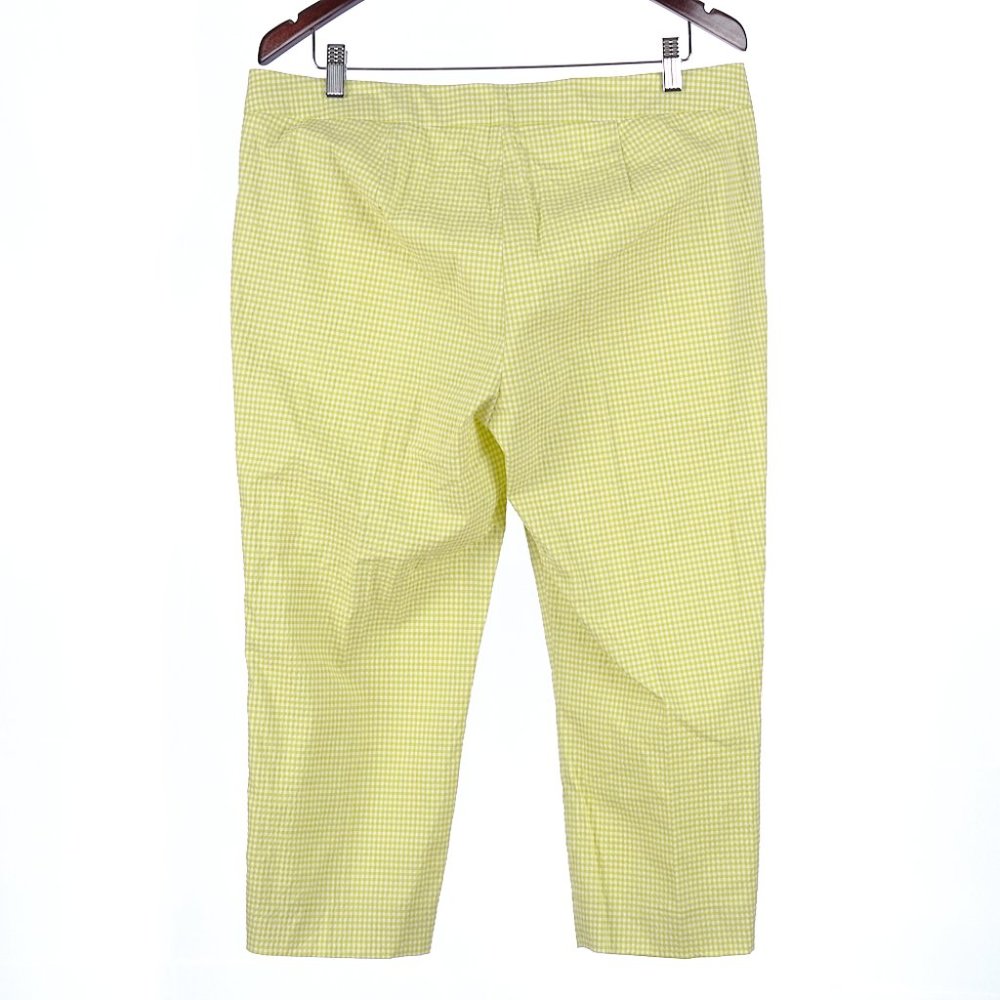 Luisa Cerano Lime Checkered Seersucker Crop Pants Size 12 - Picture 4 of 7